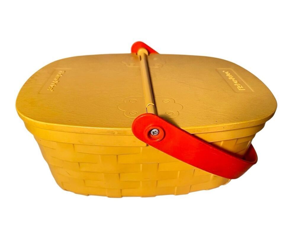 1988 Fisher Price Vintage Fun With Food Pack-A-Picnic Basket #2109 Orange Handle